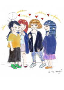 illustration girls talking